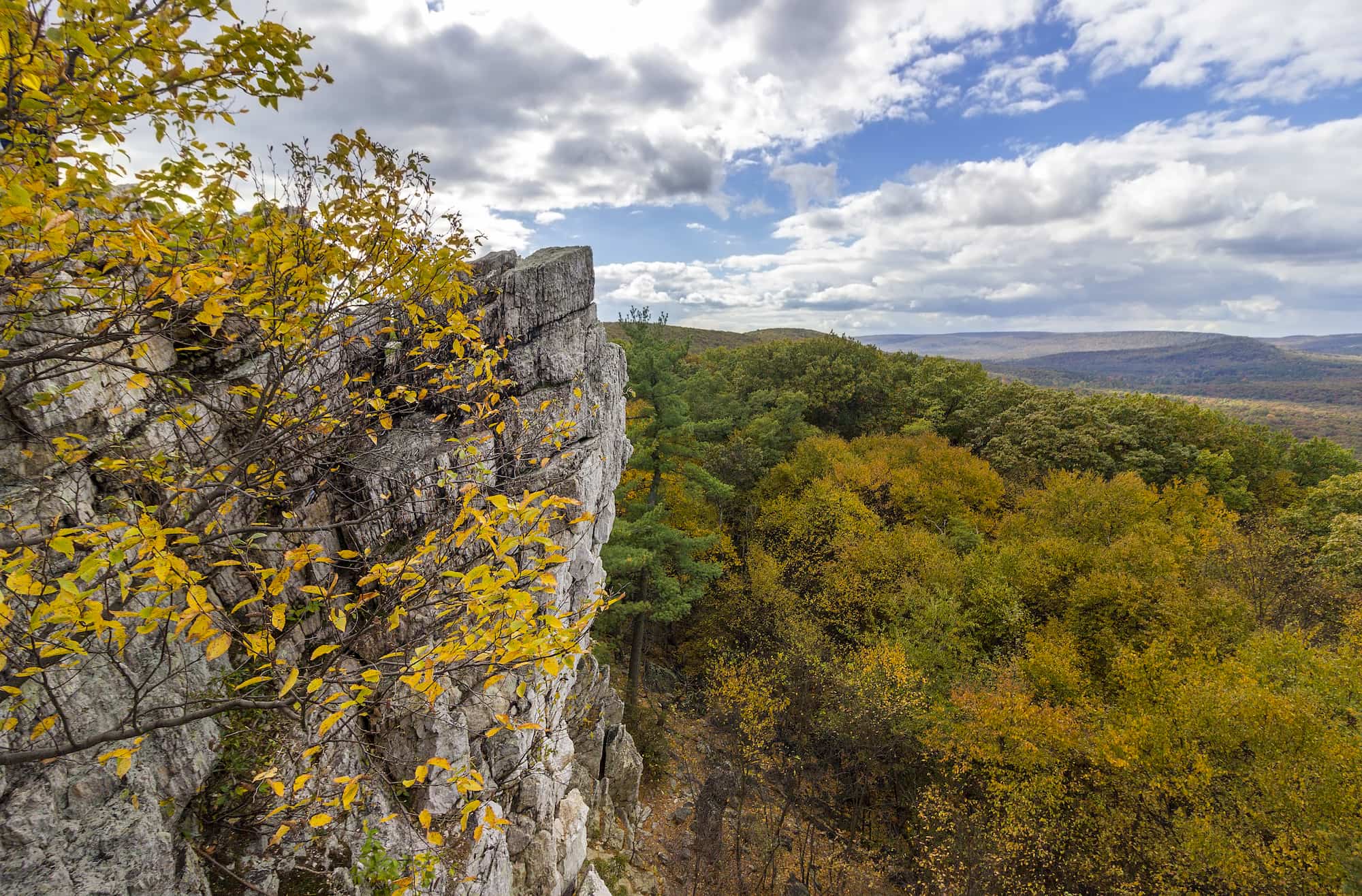 an overlook rock along the PA Appalachian trail