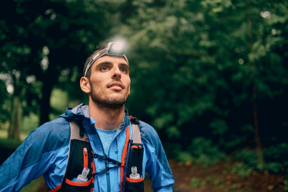 Man wearing headlamp