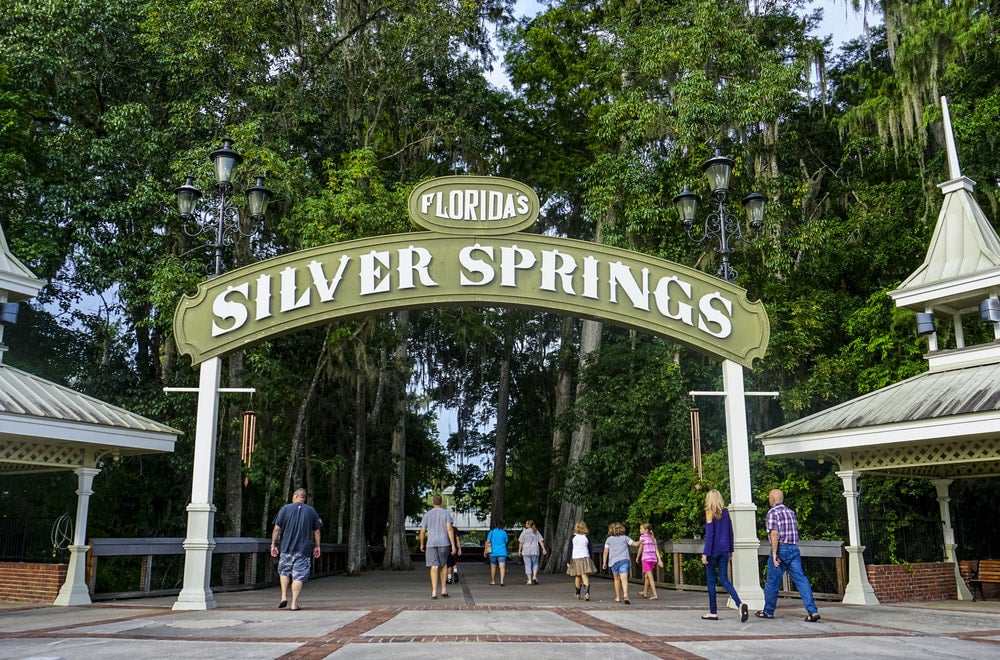 a gated entryway to silver springs state park in florida