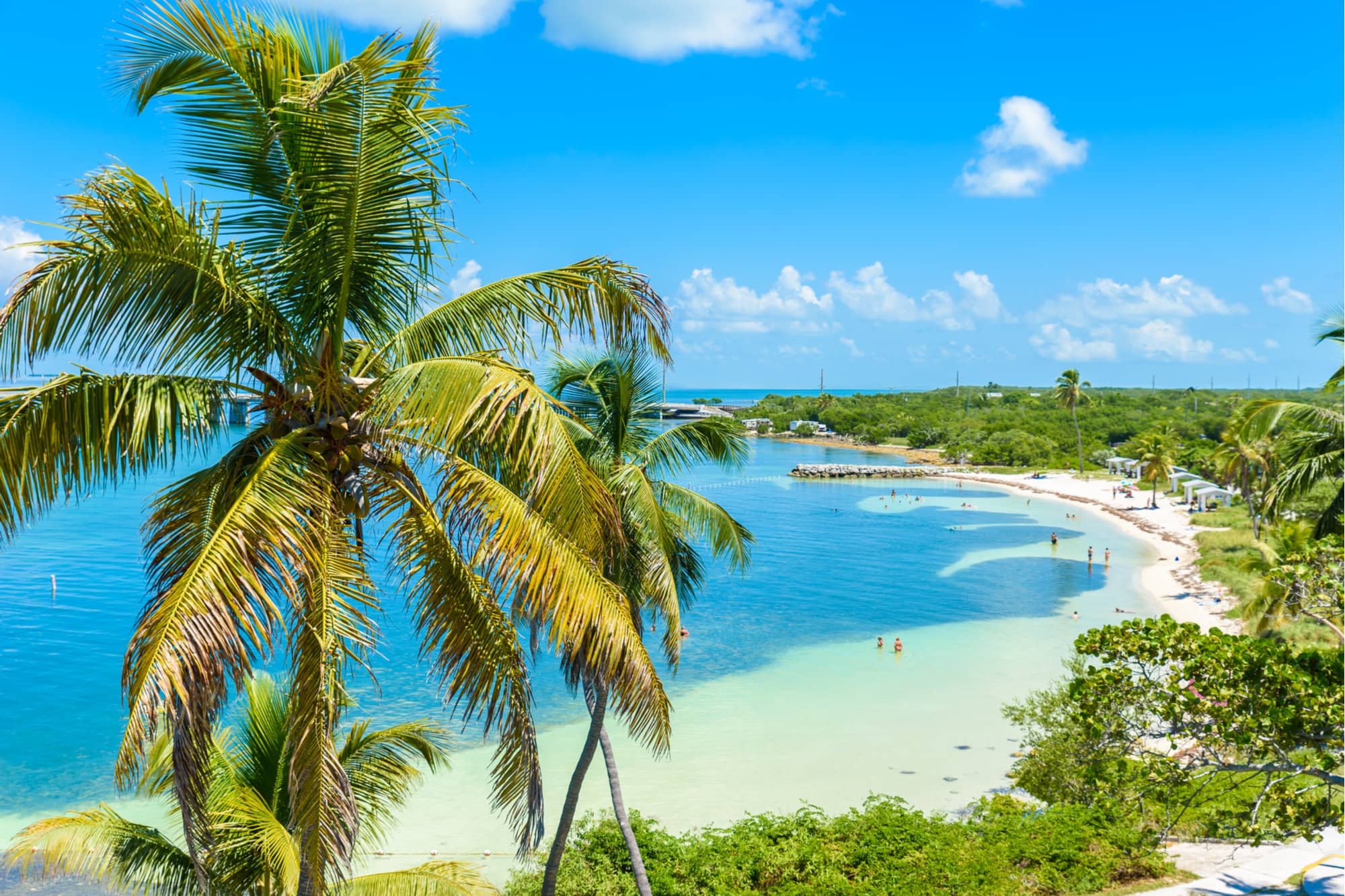 a sunny beach in a florida state park as seen from overhead