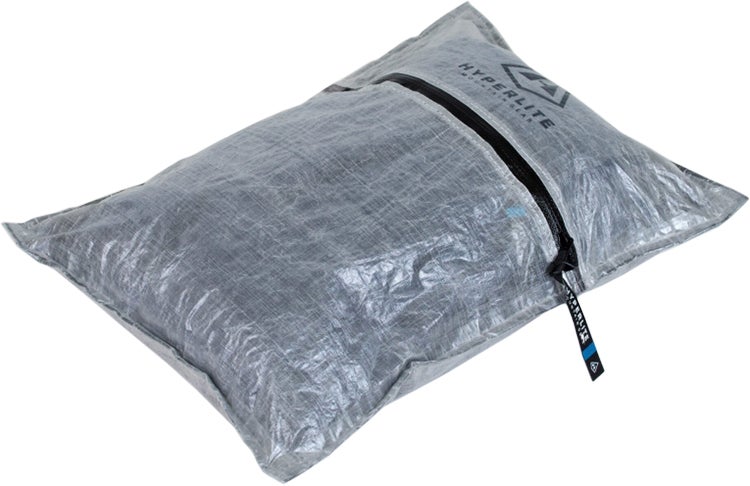 product image of gray hyperlite stuff sack pillow on white background
