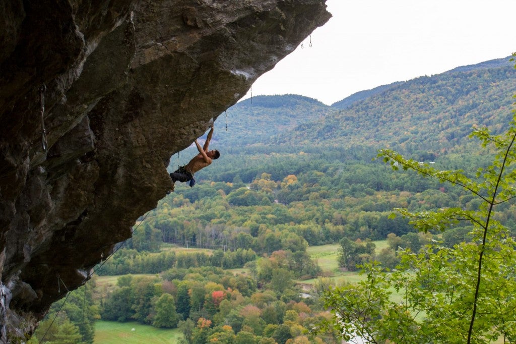 a man climbing in new hampshire