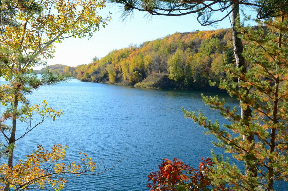 a view of a quarry lake near crosby minnesota