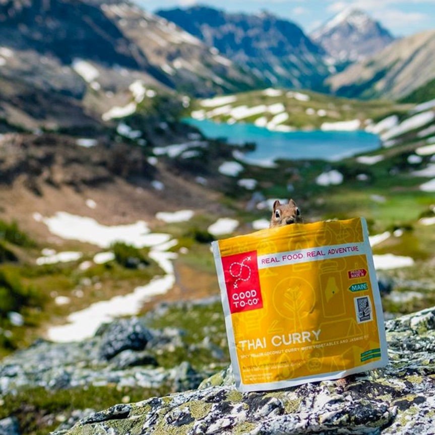 a squirrel on a bag of good to go meals in alaska