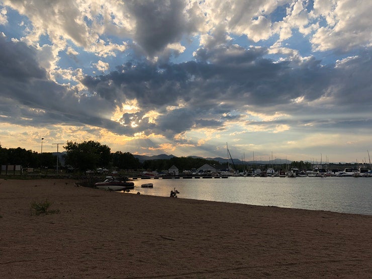 sun sets over the lake at Chatfield State Park in Colorado, photo from a camper on The Dyrt