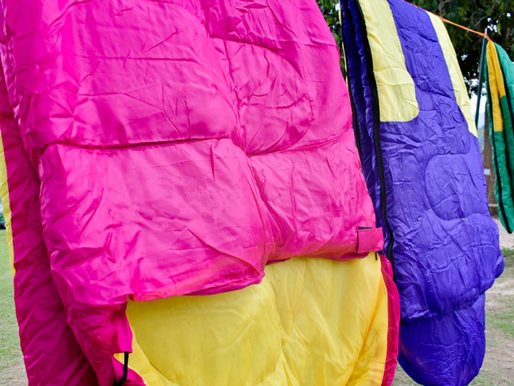 hanging clean sleeping bags to dry