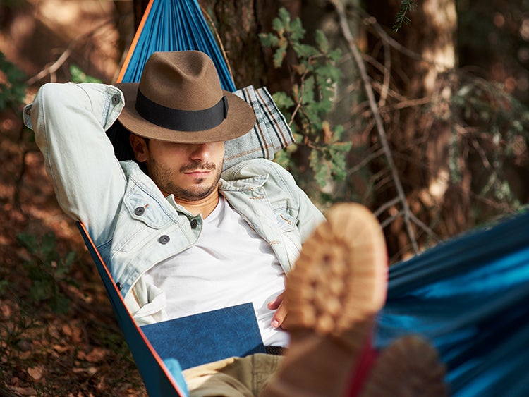 man napping in hammock