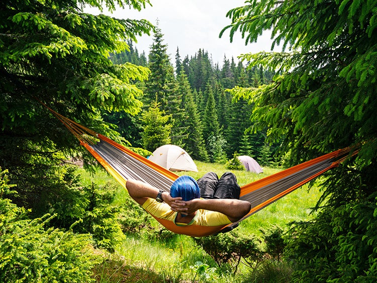 hammock with camper and tents