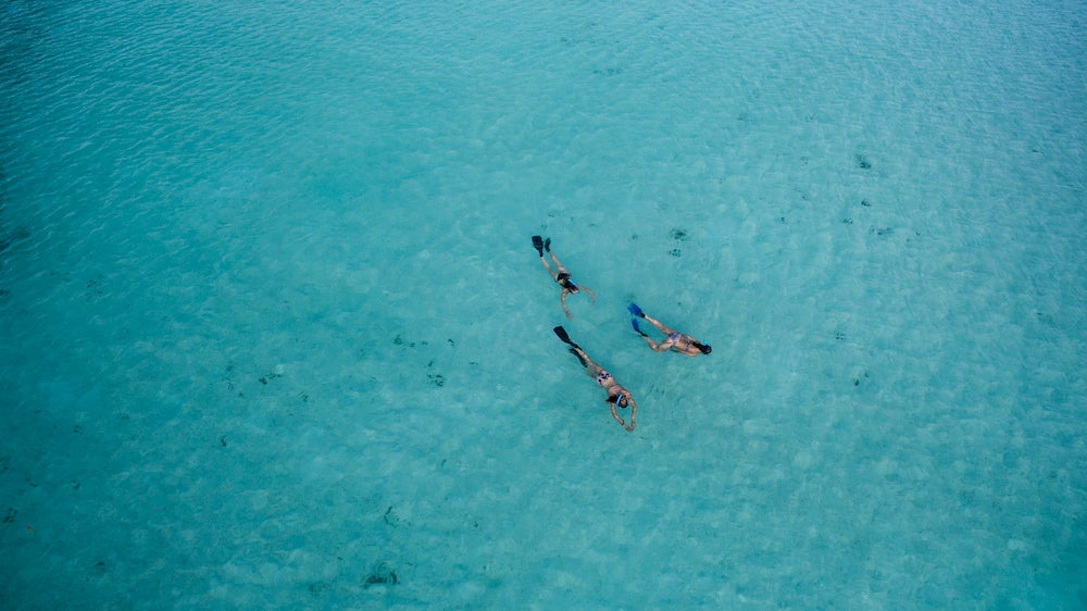 Three people snorkeling