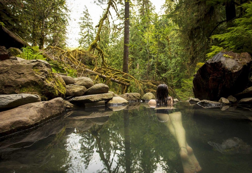 a woman in a hot spring in oregon