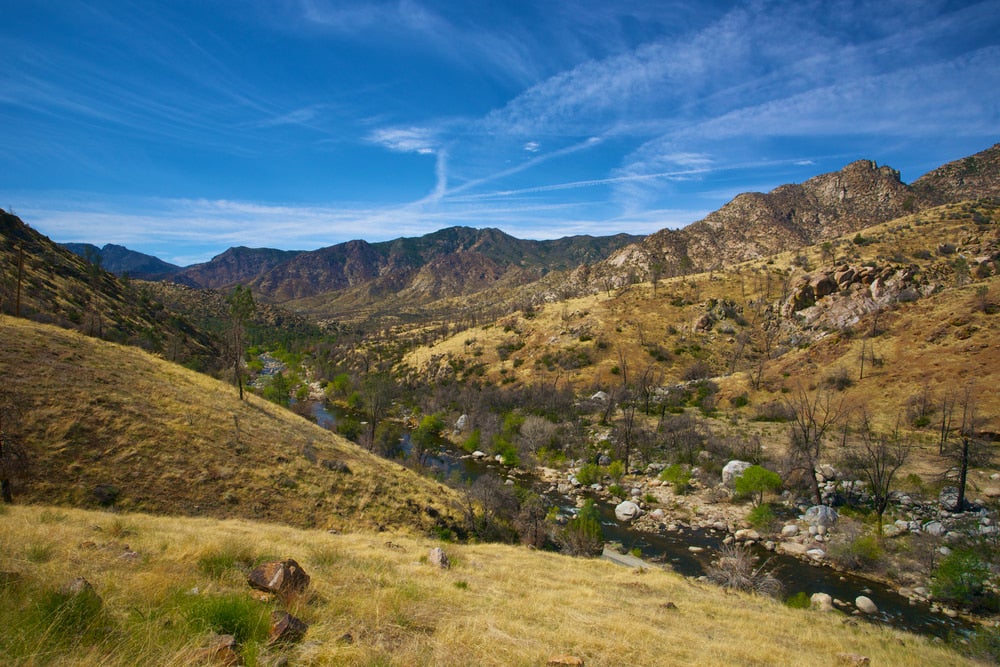 the valley of the kern river in california on a clear day