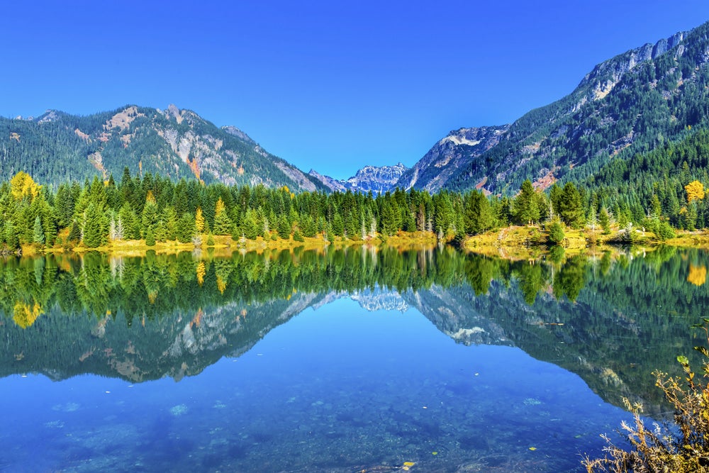 Mountain refection on lake 