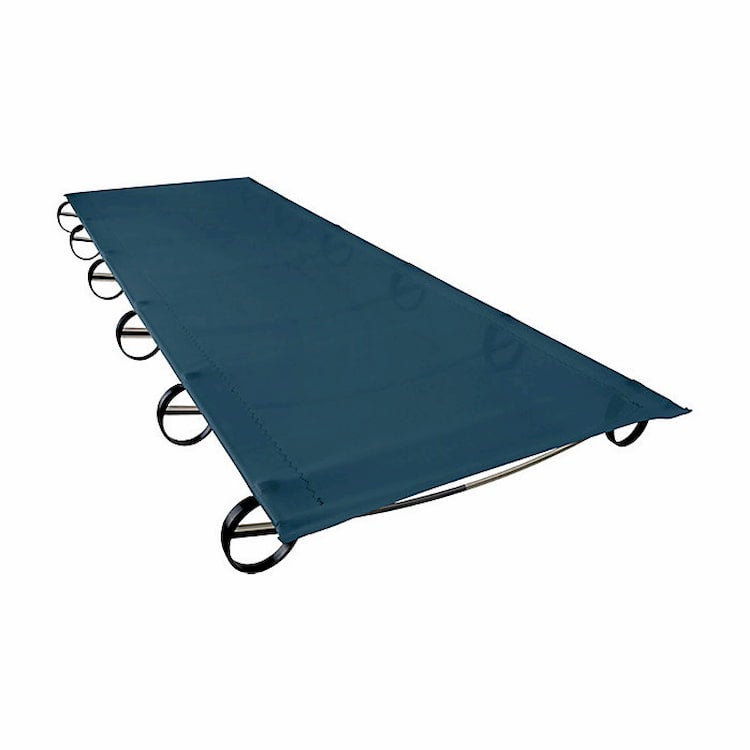 a low lying camping cot on stilts