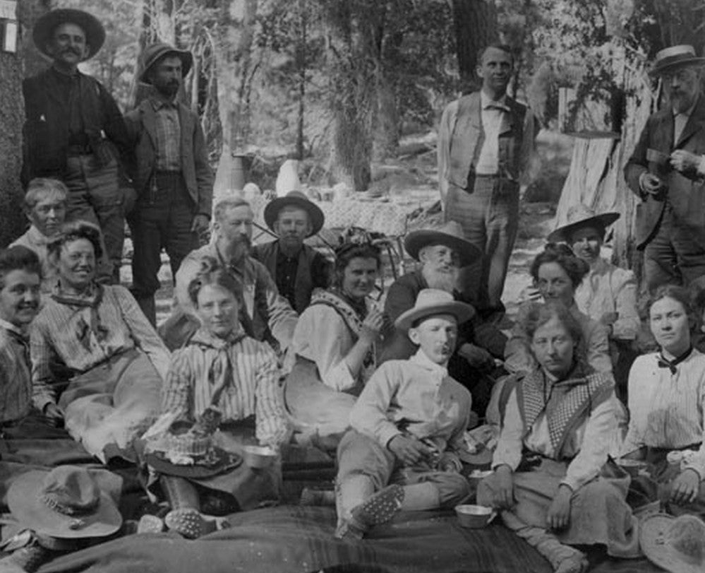 Black and white photo of men and women in the Sierra Club