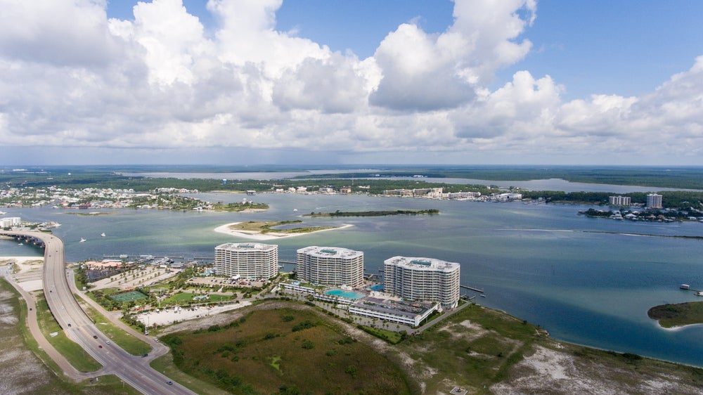 the alabama shore in gulf shores from above