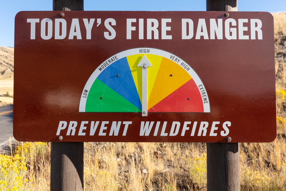 Yellowstone National Park's Fire Danger warning sign