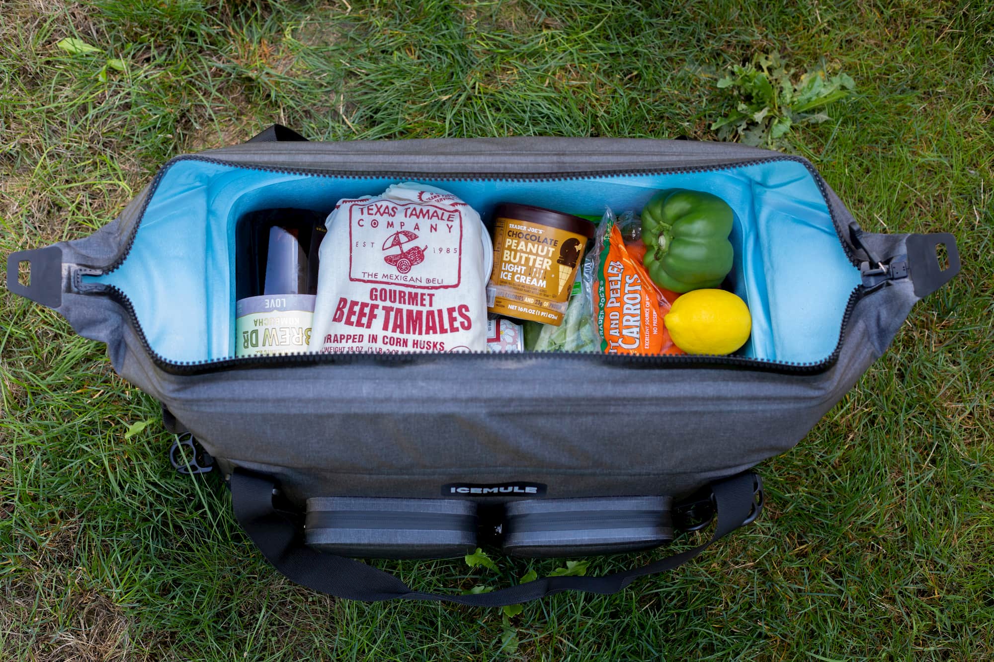 A fully packed Icemule cooler.