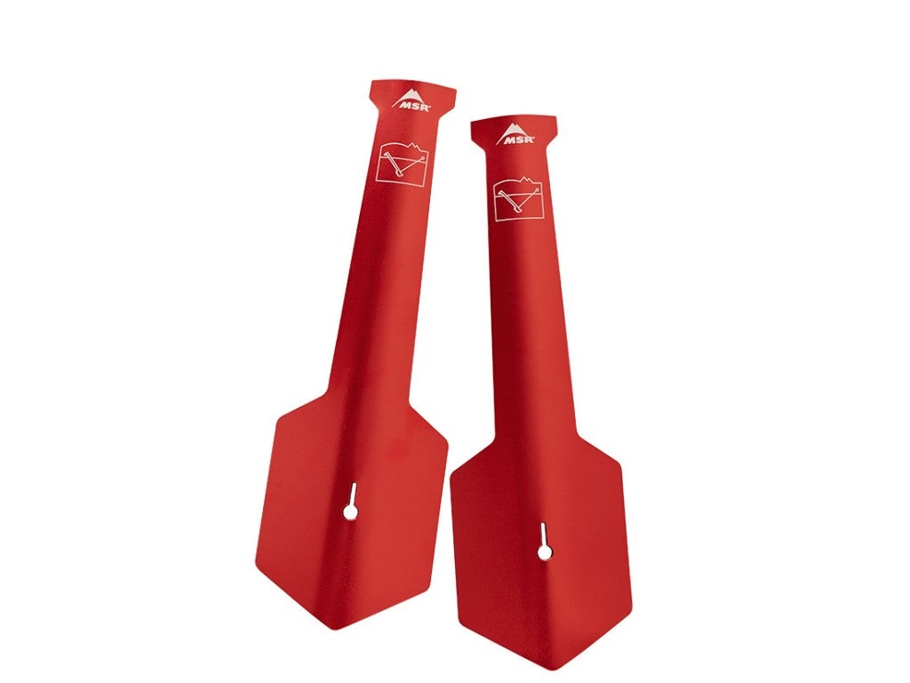 two fan-shaped tent stakes from msr