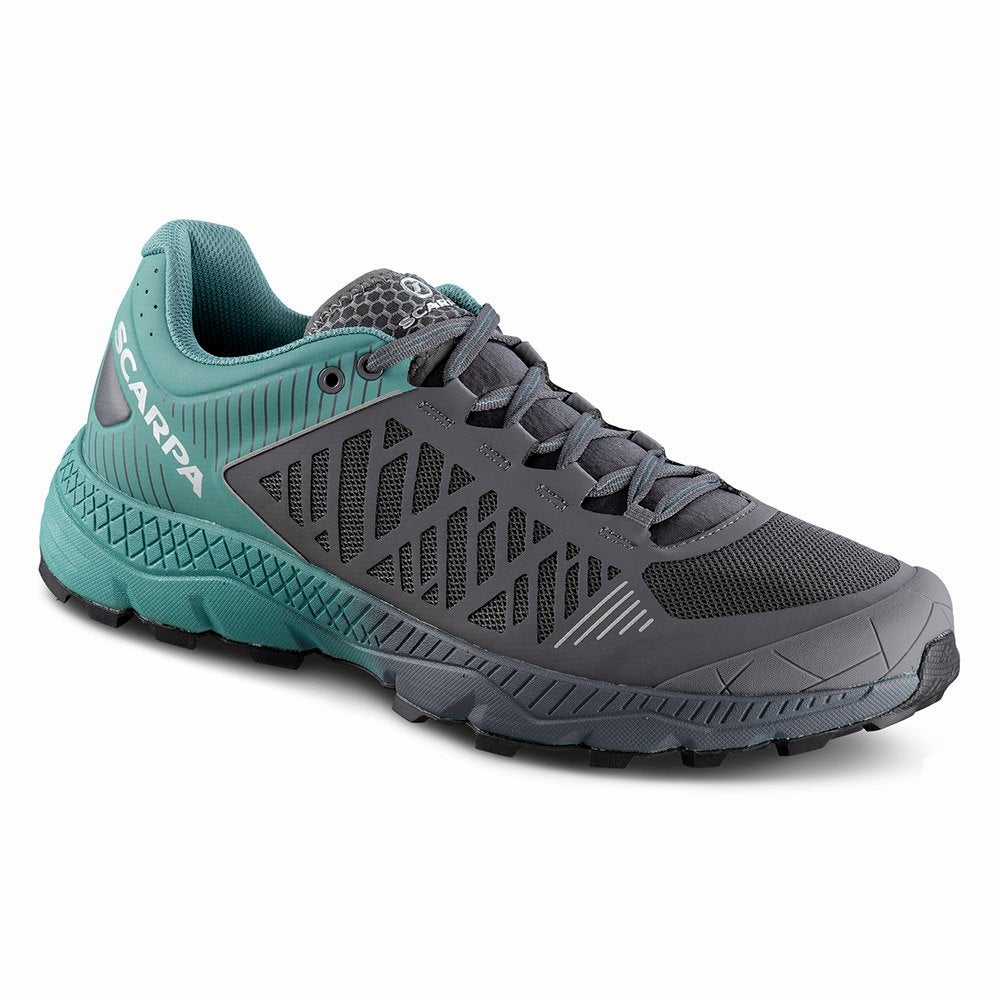 Blue and Grey Scarpa Spin Ultra shoe.