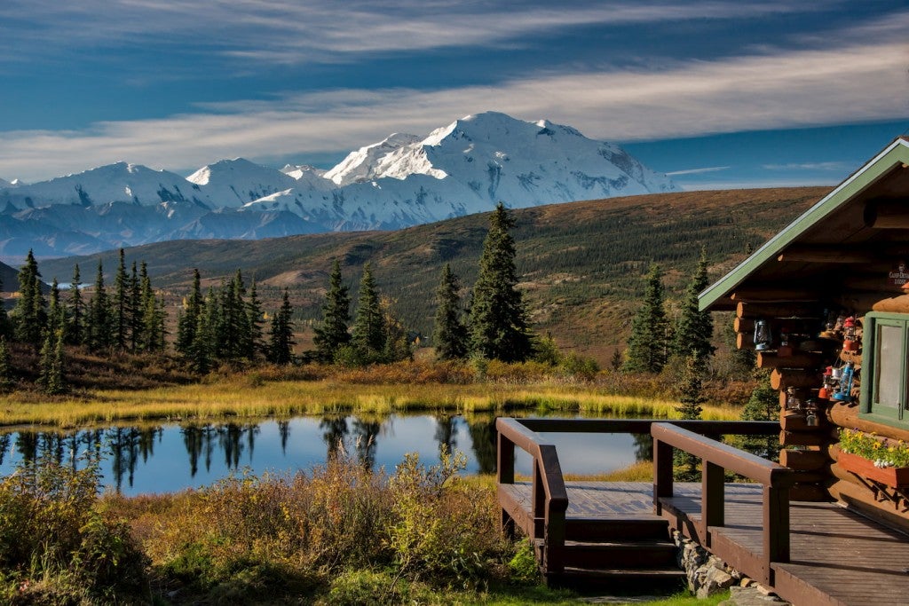 Lodge with Denali in the background.