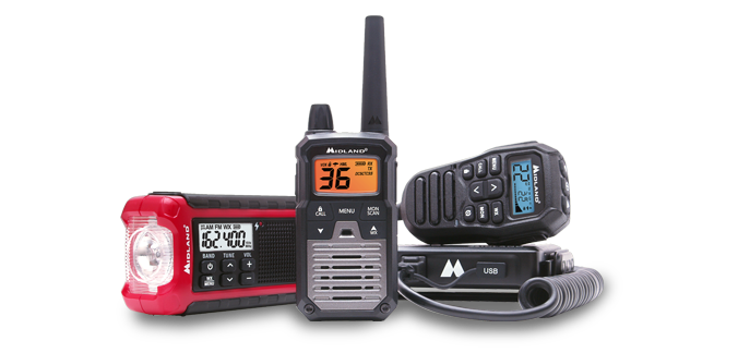 Selection of midland branded radios.