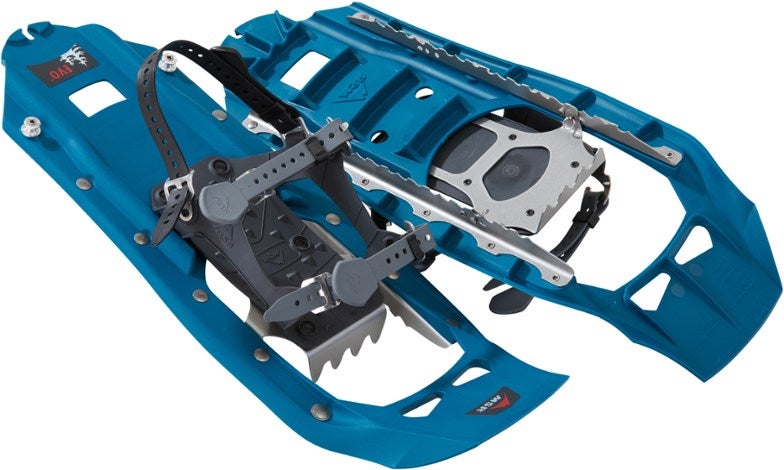 a pair of blue snowshoes 