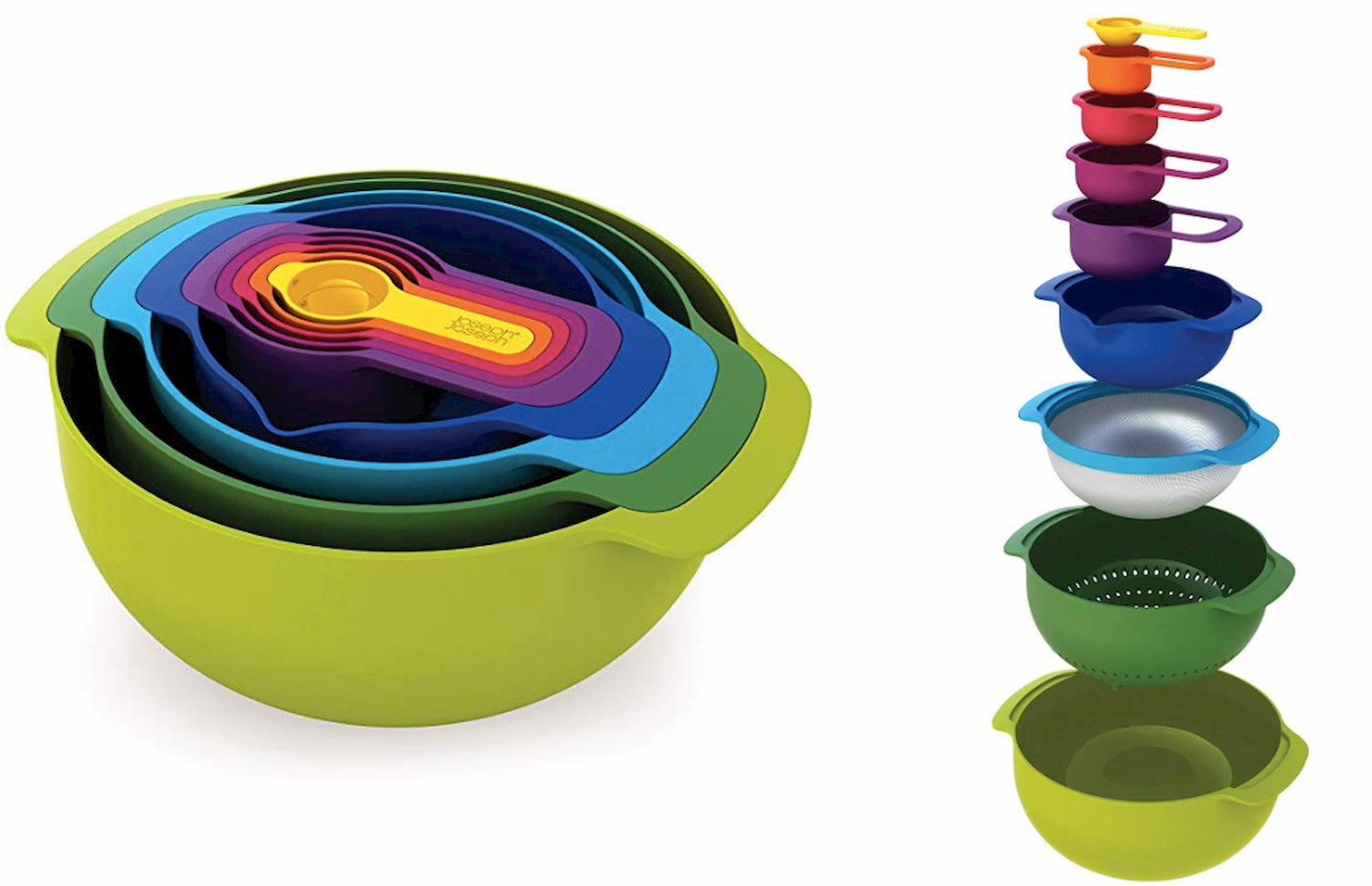  Joseph Joseph 40087 Nest 9 Nesting Bowls Set with Mixing Bowls Measuring Cups Sieve Colander, 9-Piece, Multicolored