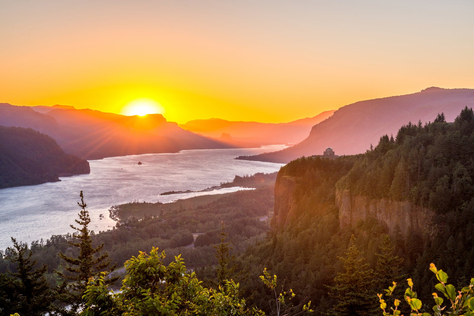 sunset at the columbia river gorge