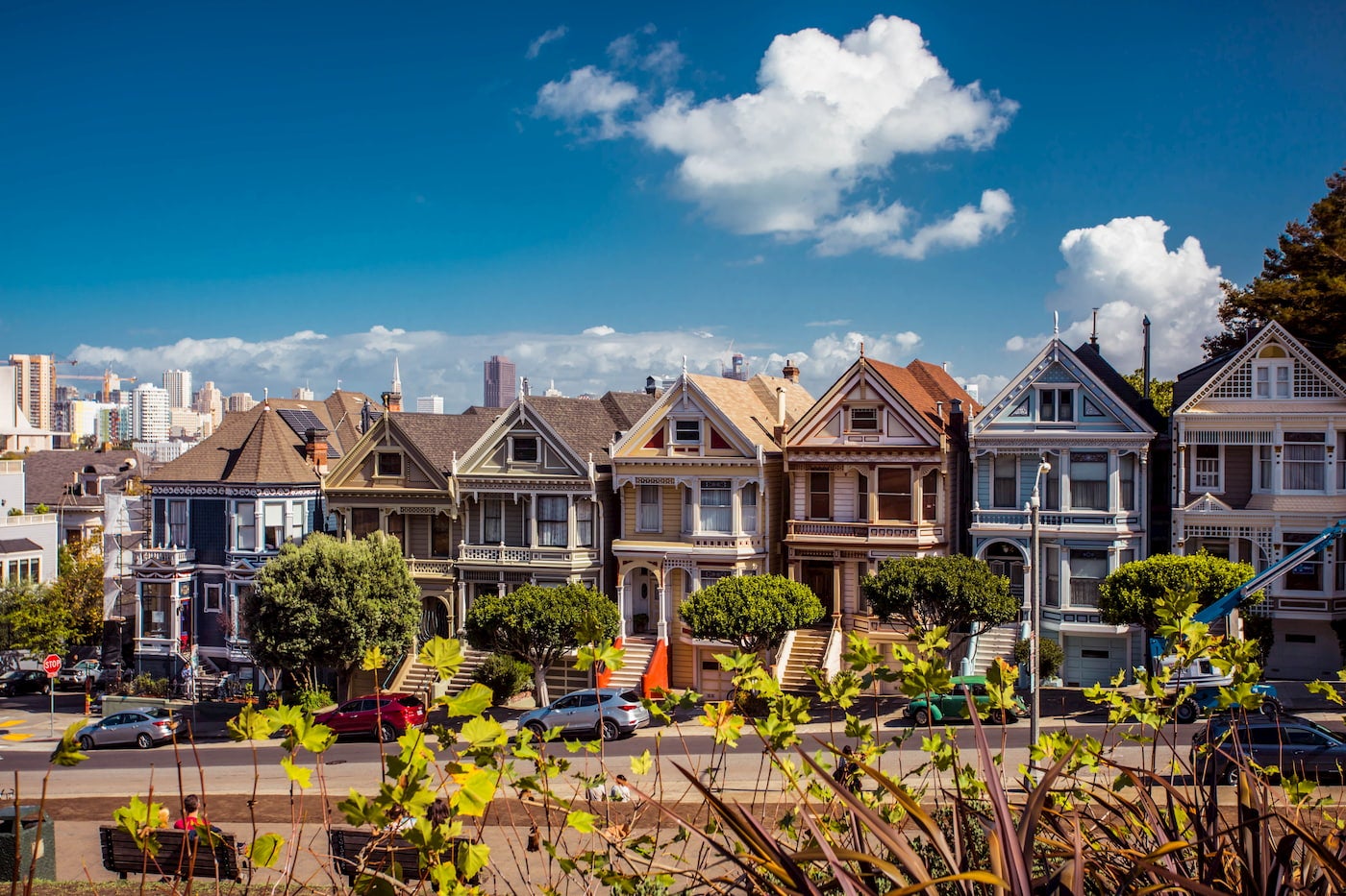 Houses along a block in San Francisco.