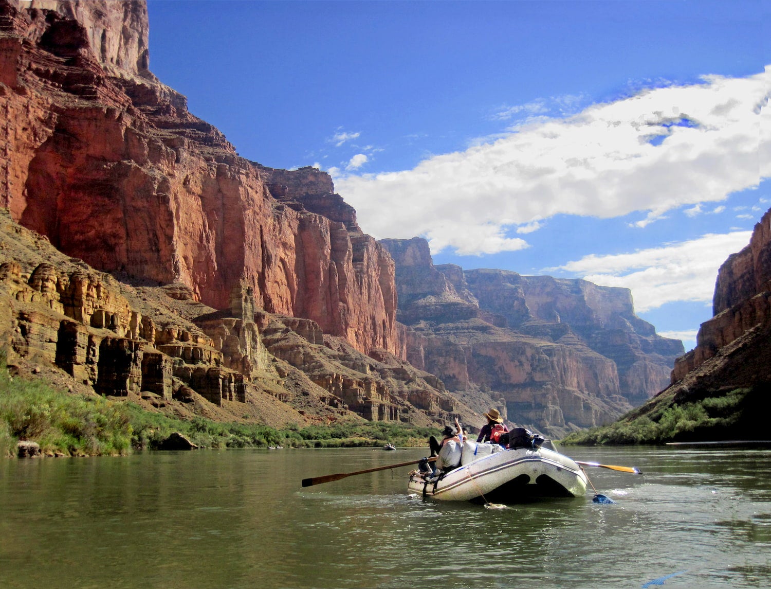 raft floating down colorado river