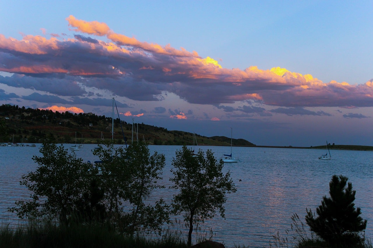 sunset and boats on the water