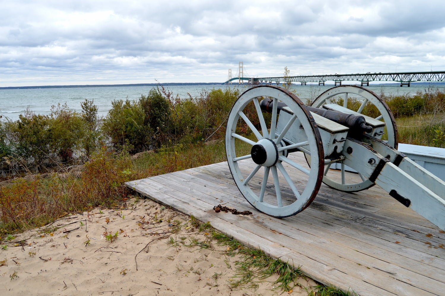 cannon on beach at straits state park