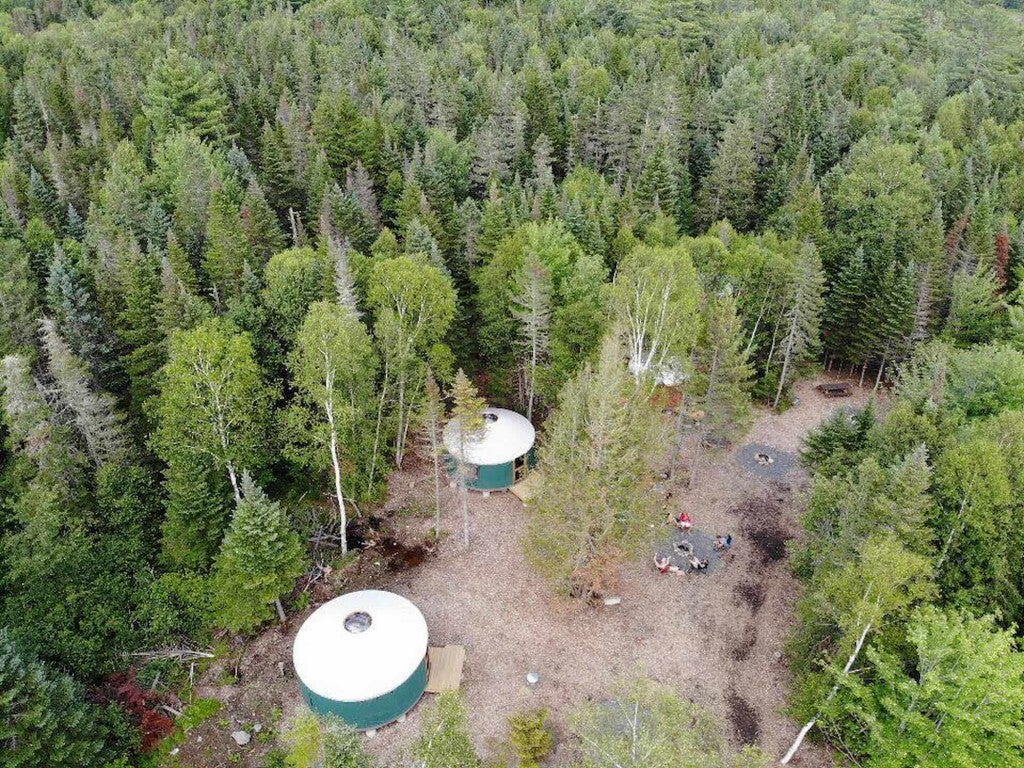 yurts and forest from above