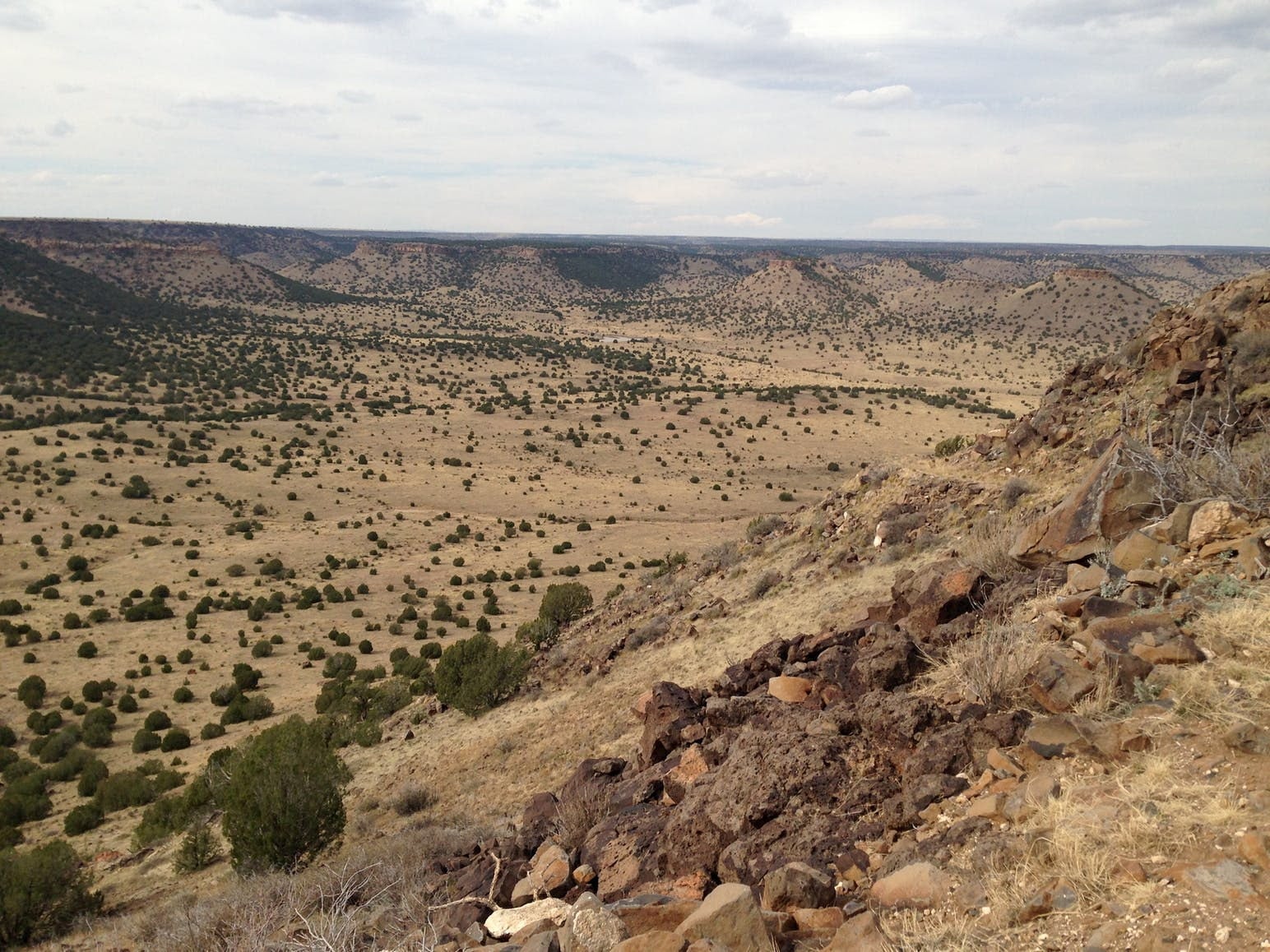 View of red rock of Black Mesa from the rim.