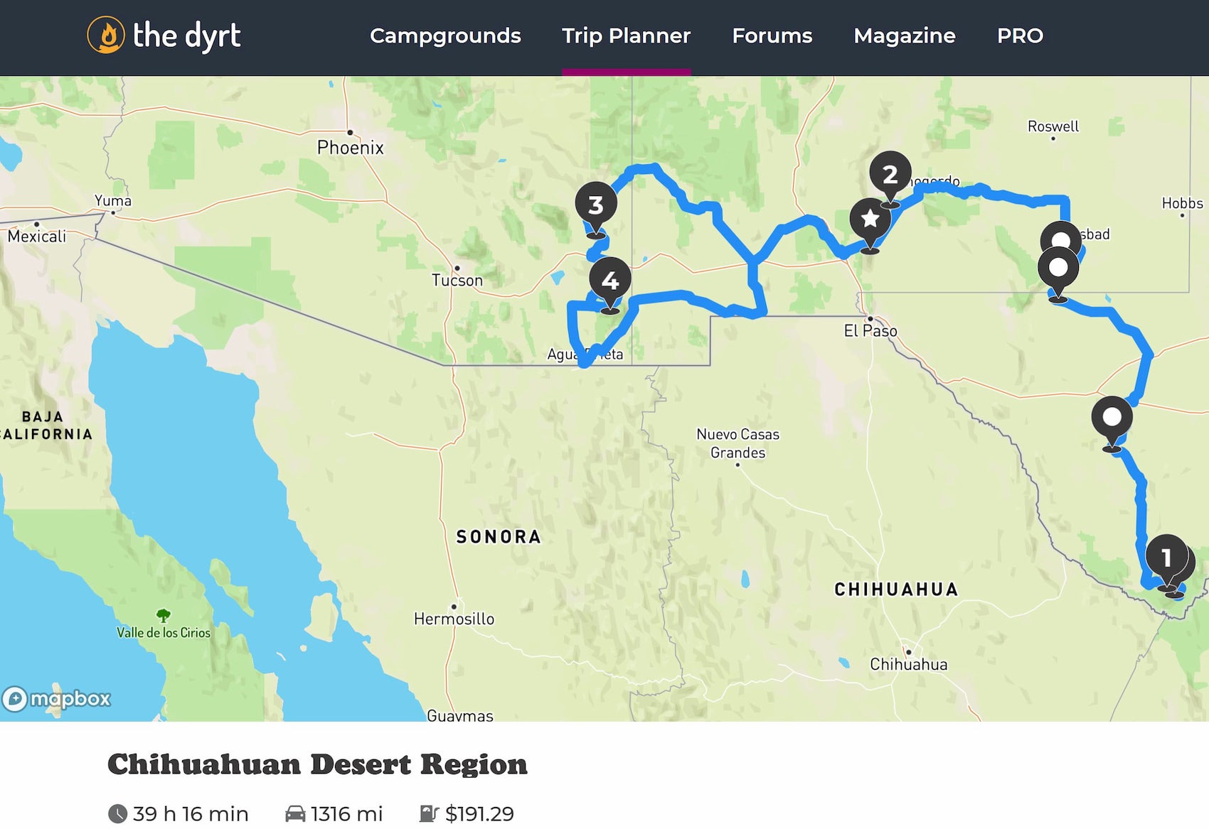 Chihuahuan Desert boondocking road trip planner.