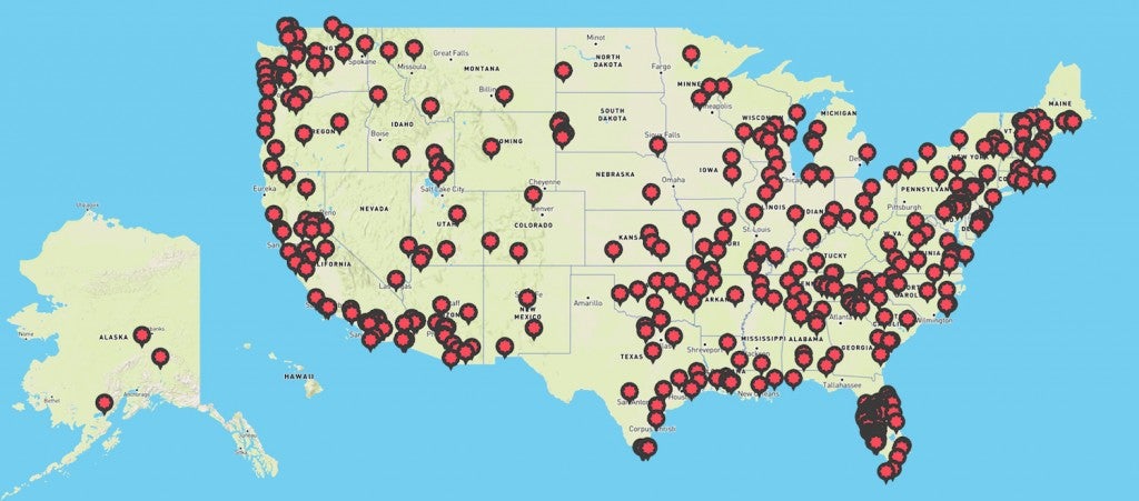 pin map of all pro discount campground partners