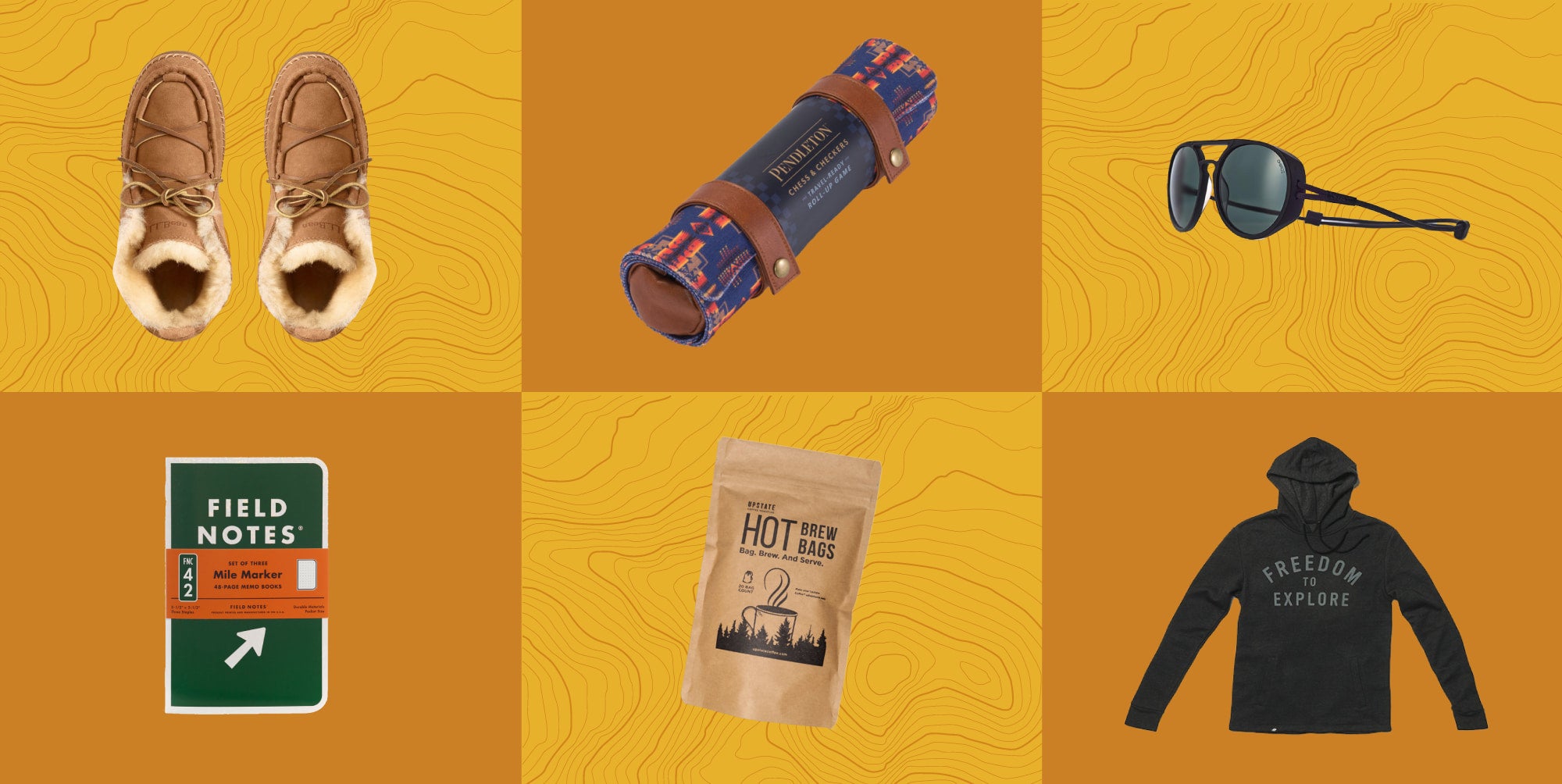 collage of camping gifts
