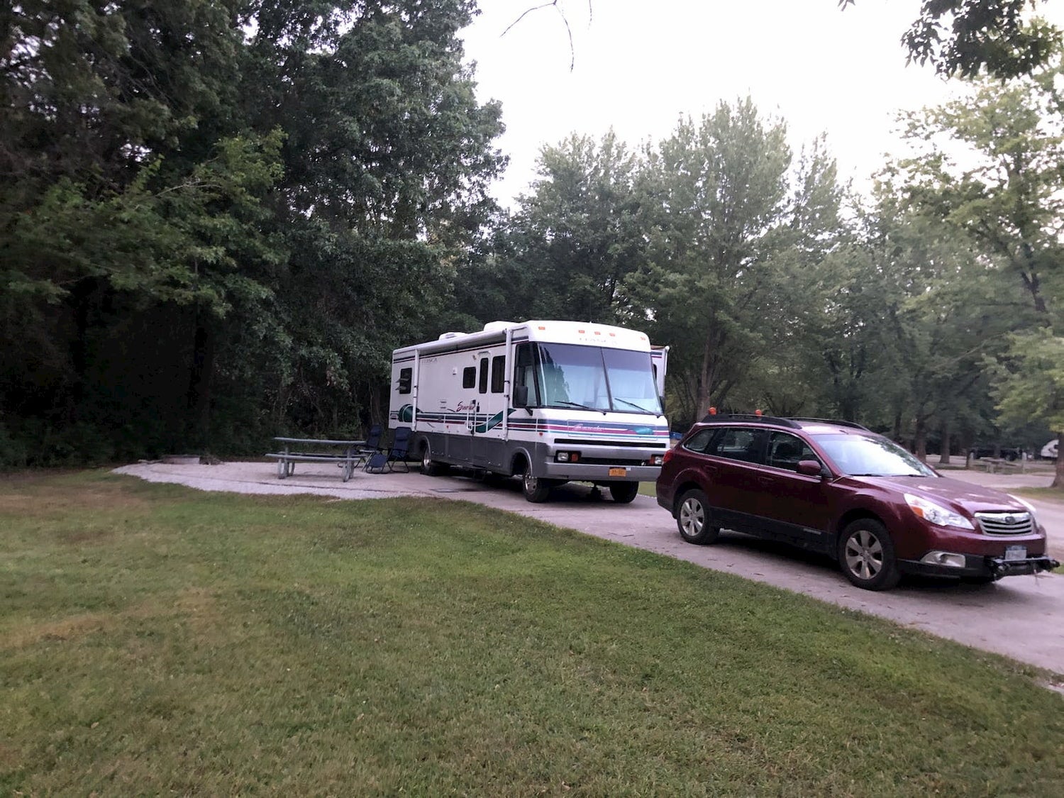 rv parked at campground