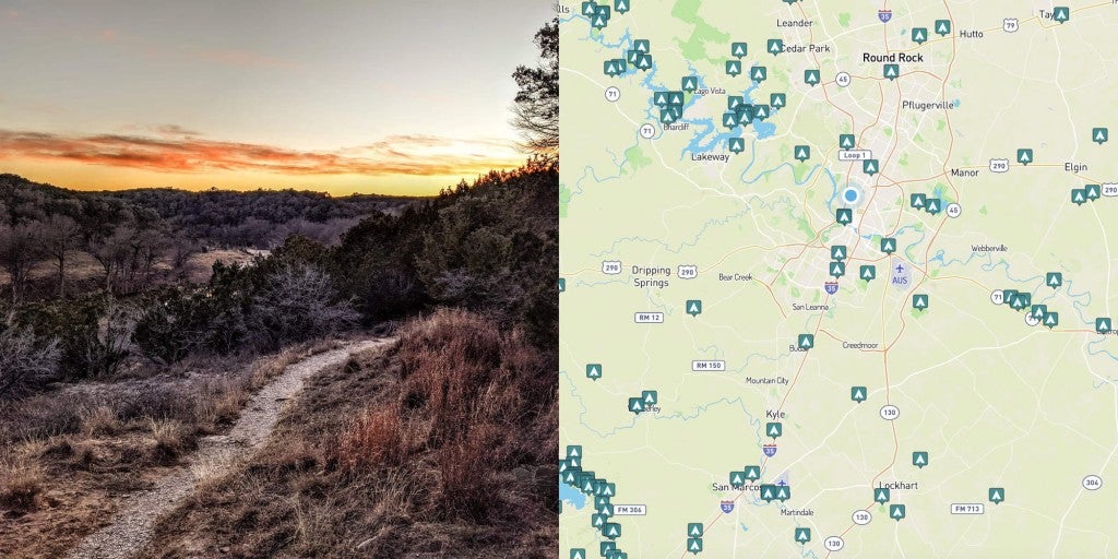Image fromcampsite near texas and map of campgrounds around Austin, Texas.