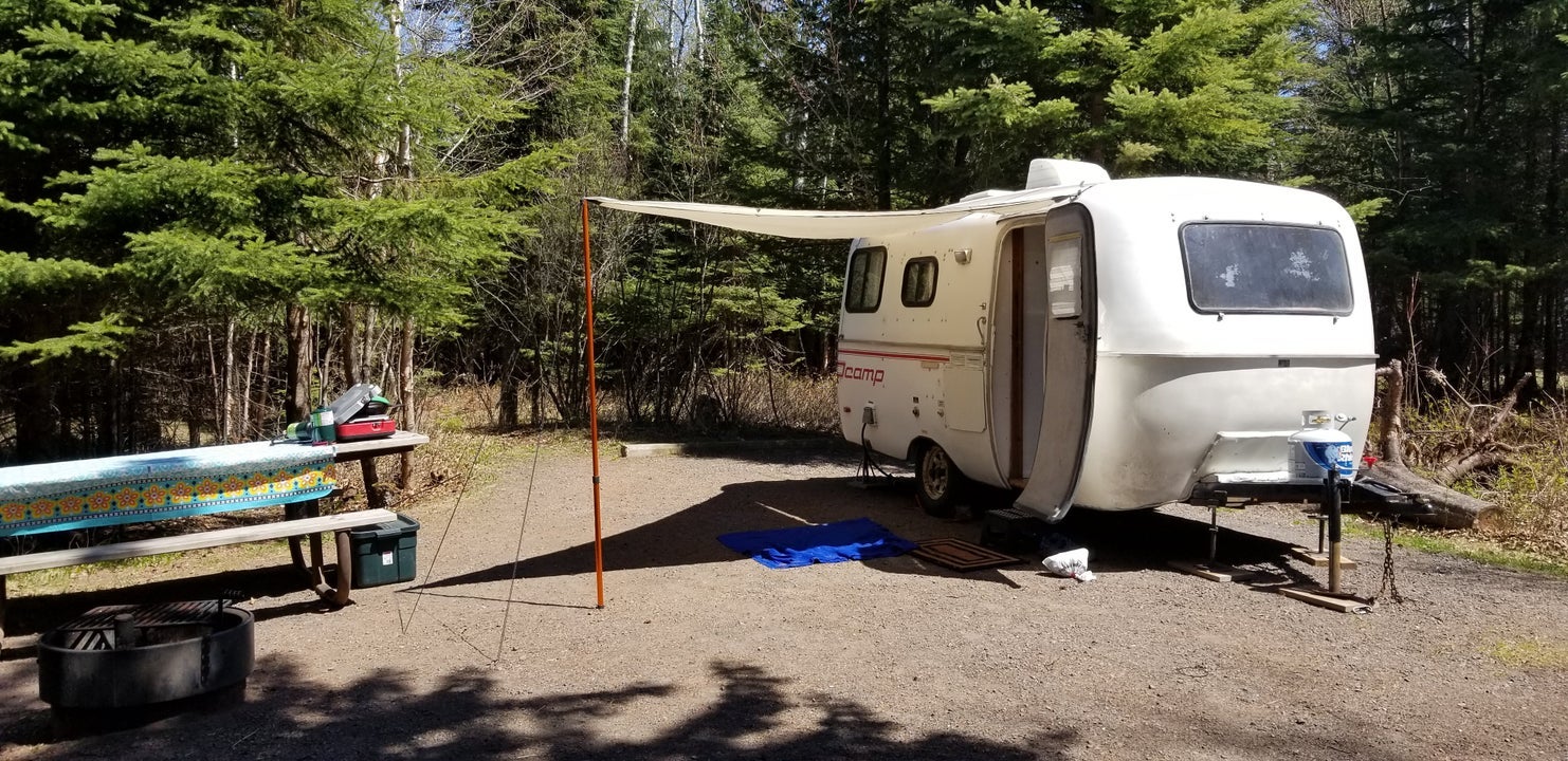 trailer set up at campground
