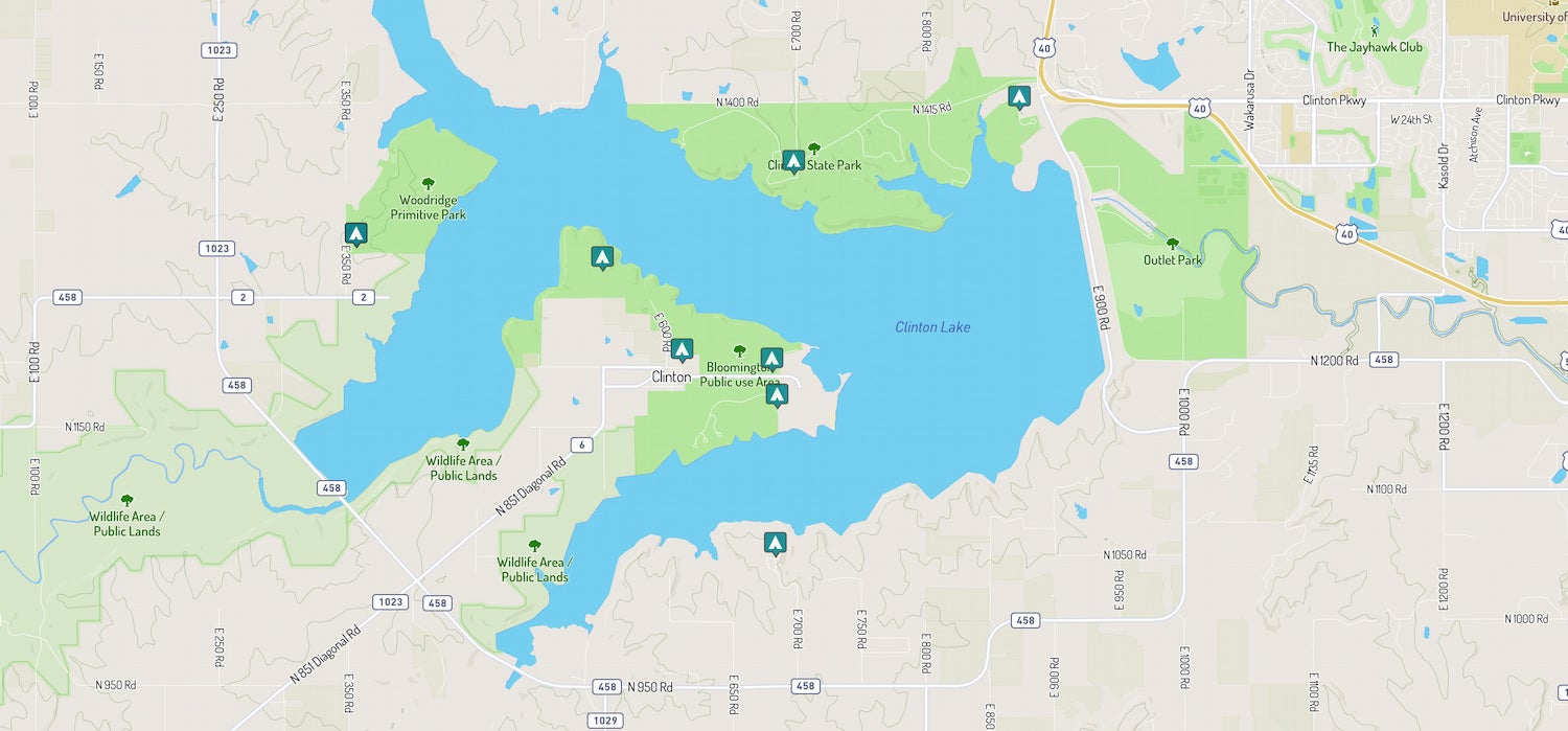 map of clinton lake camping