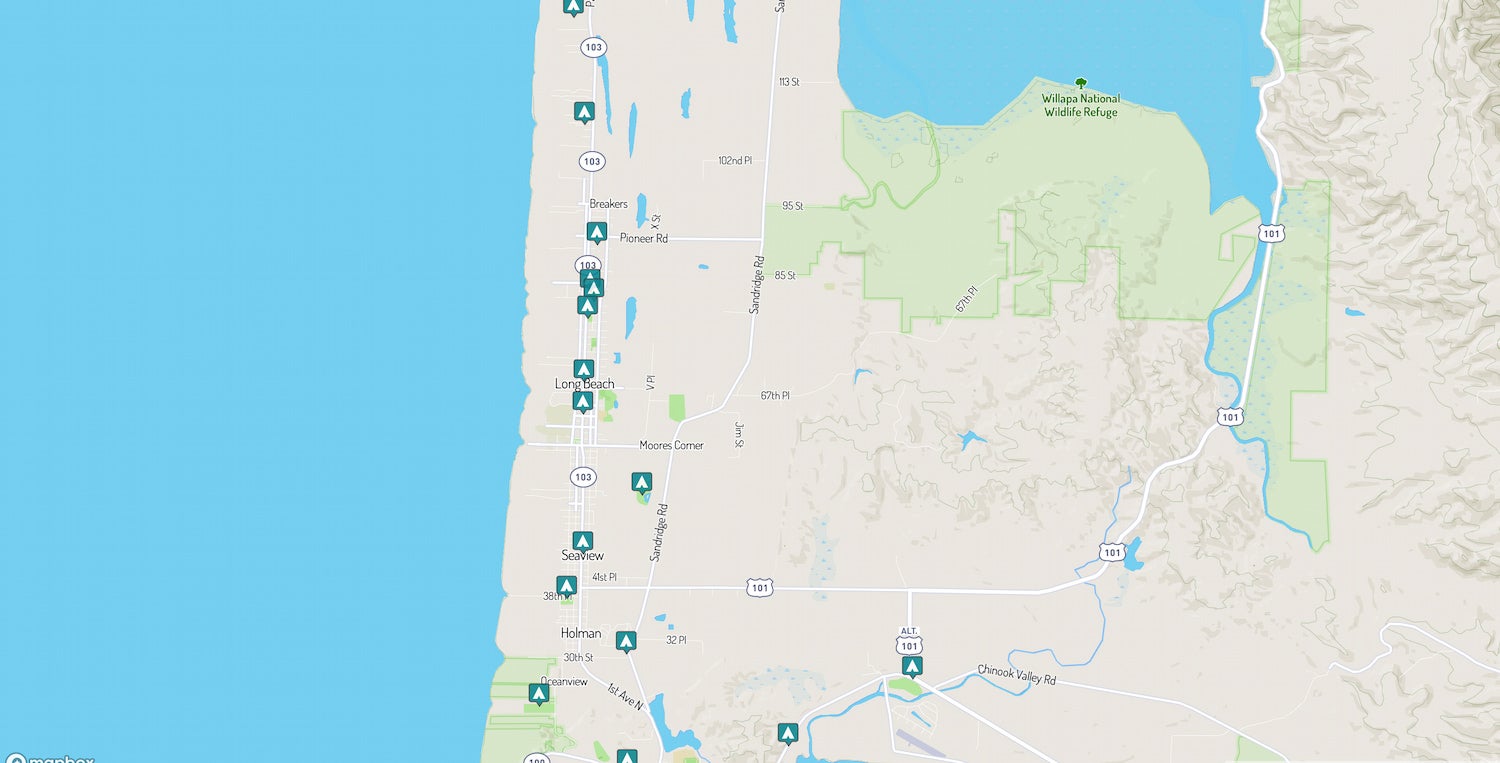 map of long beach washington camping