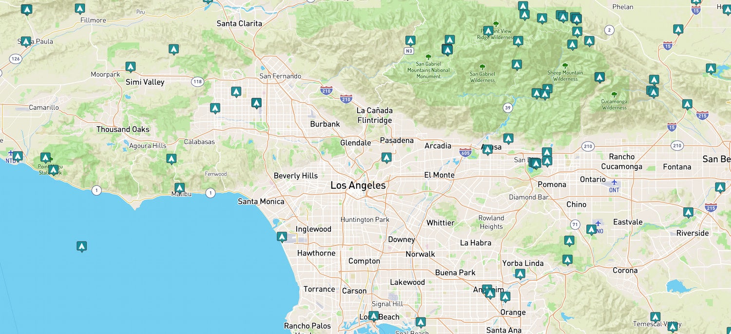 map of rv camping los angeles