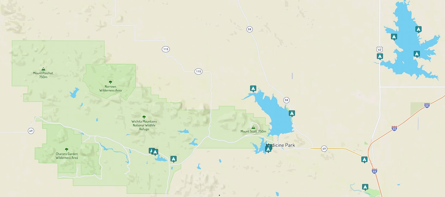 map of wichita camping spots