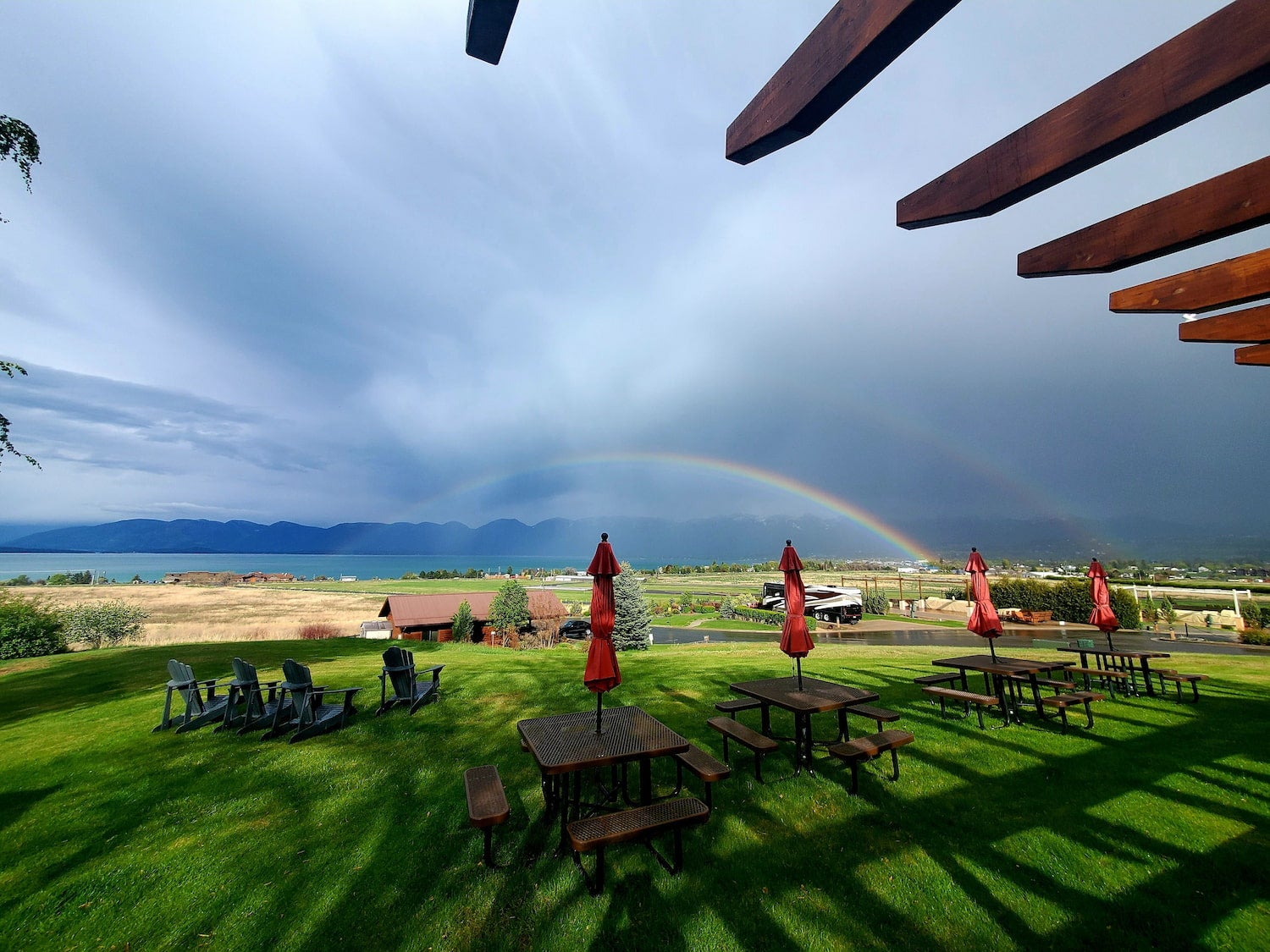 umbrellas and rainbows at campground
