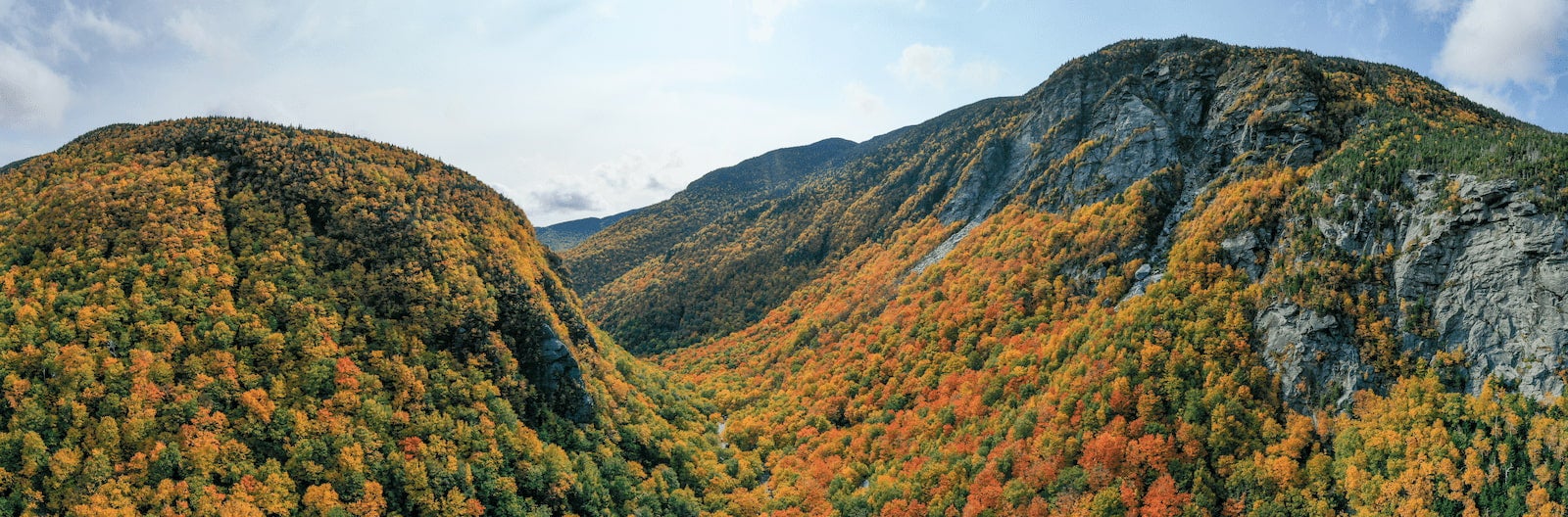 The fall foliage in Vermont's Green Mountains at Smuggler's Notch.