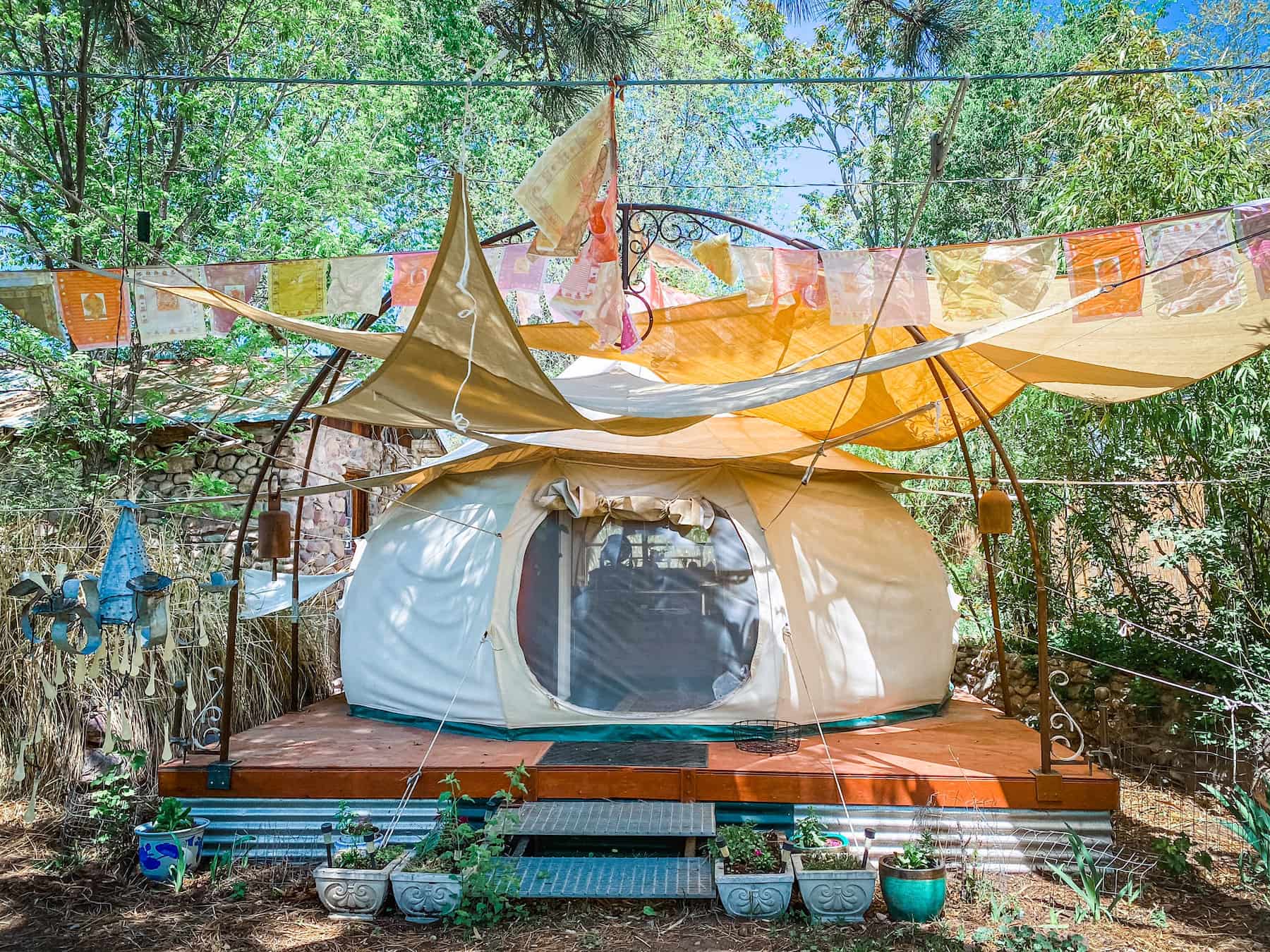 Whimsical glamping yurt in New Mexico.